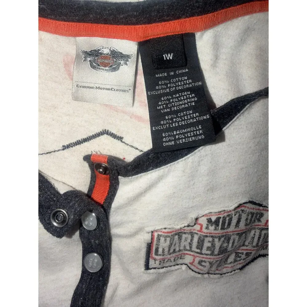 Harley Davidson women’s vintage cream & black short sleeve top - Picture 12 of 16